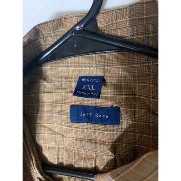 Jeff Rose Mens XXL Brown Grid Button Down Shirt 100% Cotton Made in Italy L/S - Picture 3 of 5